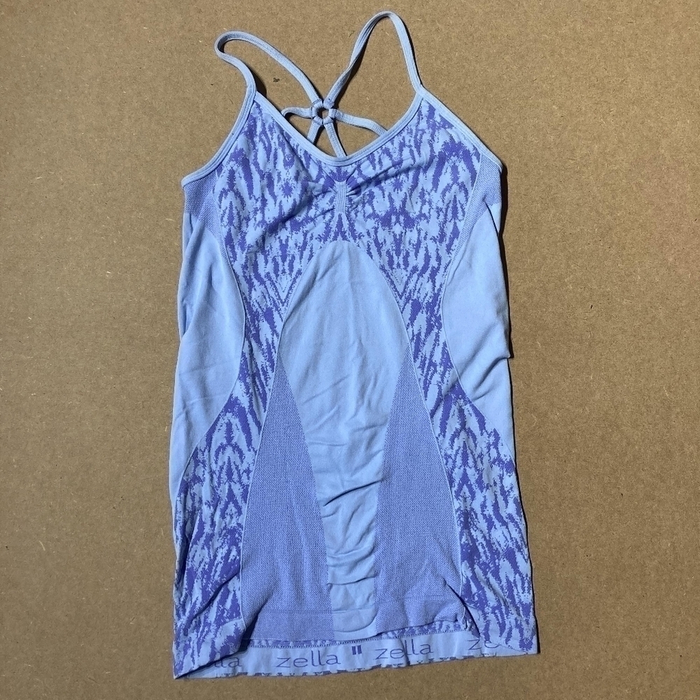 Zella Periwinkle Blue Purple Workout Tank w Bra Women's Medium M Strappy Back